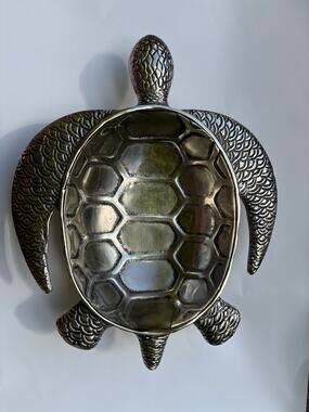 Sea Turtle Decorative Trinket Bowl Dish Barware Collection Metal 13"